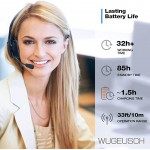 WUGEUSCH Wireless Headset With Microphone - Noise Canceling Headphones with Mic - On-Ear Earphones with USB Dongle for Office Work, Video Calling, Call Center - 32H Talk Time, Clear Audio Transmission