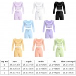 Workout Sets for Women 2 Piece Seamless Long Sleeve Crop Top Ribbed High Wasit Leggings Gym Yoga Outfits Tracksuit