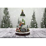 The San Francisco Music Box Company Carolers w/ Tree Top and Village Base Musical Snow Globe