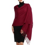 Women&#39;s Winter Scarf Cashmere Feel Pashmina Shawls and Wraps Blanket Scarves with Tassels (Burgundy)