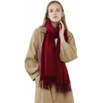 Women&#39;s Winter Scarf Cashmere Feel Pashmina Shawls and Wraps Blanket Scarves with Tassels (Burgundy)