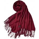 Women&#39;s Winter Scarf Cashmere Feel Pashmina Shawls and Wraps Blanket Scarves with Tassels (Burgundy)