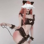 NC Lolita Woman Cosplay Sexy Sleepwear Flat Chest Uniform Underpants Cute Outfits Kitten Role Play Cat Girl Sexy Lingerie Set