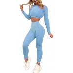 Fashspo Women&#39;s 2 Piece Workout Outfits Tracksuit Seamless High Waist Leggings Stretch Sports Yoga Activewear Set