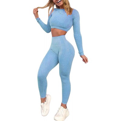 Fashspo Women&#39;s 2 Piece Workout Outfits Tracksuit Seamless High Waist Leggings Stretch Sports Yoga Activewear Set