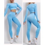 Fashspo Women&#39;s 2 Piece Workout Outfits Tracksuit Seamless High Waist Leggings Stretch Sports Yoga Activewear Set