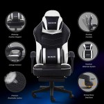 Gaming Chair with Footrest Ergonomic Office Chair Desk Chair Computer Chair with Massage Gamer Chair Silla Gamer Office Chairs for Heavy People with Mat,White