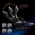 Gaming Chair with Footrest Ergonomic Office Chair Desk Chair Computer Chair with Massage Gamer Chair Silla Gamer Office Chairs for Heavy People with Mat,White