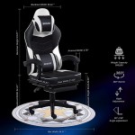 Gaming Chair with Footrest Ergonomic Office Chair Desk Chair Computer Chair with Massage Gamer Chair Silla Gamer Office Chairs for Heavy People with Mat,White