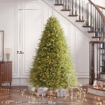 HEAO 7.5ft Pre-Lit Artificial Holiday Christmas Tree w/ 2950 Branch Tips/ 400 UL Light , Metal Hinges &amp; Base for Home, Office, Party Decoration