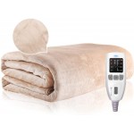 HJZHBSX Heated Blanket Electric Throw,Soft Electric Blanket for Couch, 4 Heating Levels Fleece Blanket, Machine Washable Fast Heating Blanket Throw (Color : Beige, Size : 180x150cm(71x59inch))