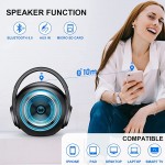 Bluetooth Speakers,Portable Bluetooth Speakers with Subwoofer Heavy Bass, Bluetooth 5.0 Wireless Home Speaker with Mic, LED Colorful Lights, Stereo Sound, for Home, Party, Travel (Black)