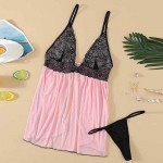 Christmas Sexy Lingerie,Women&#39;s Sexy Black Lace Cup Lingerie Set Babydoll Nightwear V-Neck Halter Chemises Dress See-Throug