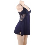 Women Lace Hollow V Neck Lingerie Babydoll With G-String Soft Backless Nightdress Nightwear Sexy Strap Dress Chemise Sexy L