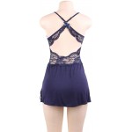 Women Lace Hollow V Neck Lingerie Babydoll With G-String Soft Backless Nightdress Nightwear Sexy Strap Dress Chemise Sexy L