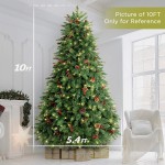 LifeFair 10 ft Artificial Christmas Tree Prelit, Pinecone Christmas Tree with Clear Lights, Includes Metal Stand, Ideal for Christmas Days