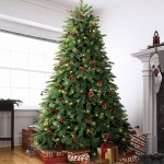 LifeFair 10 ft Artificial Christmas Tree Prelit, Pinecone Christmas Tree with Clear Lights, Includes Metal Stand, Ideal for Christmas Days